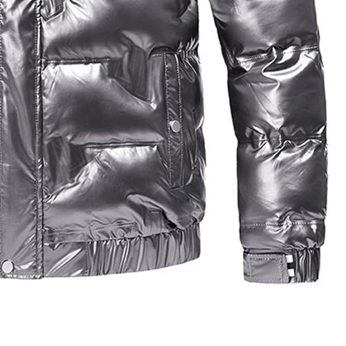 JEsilunmaMY Mens Thermal Shiny Hooded Puffer Jackets Winter Coats Water-Resistant Down Coats Insulated Puffy Padded Coat