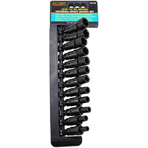 Cal Hawk Tools BISU122M 12 Piece 1/4" Drive Universal Swivel Impact Metric Socket Set Cover
