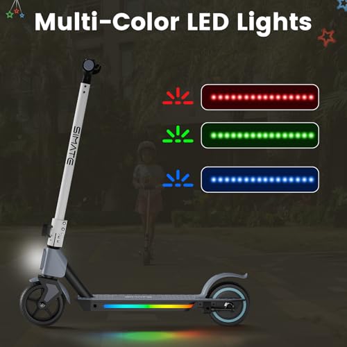 Electric Scooter for Kids 6-14, LED Display, Colorful Lights, Adjustable Height, Foldable, Double Brake - Perfect Gift for Boys and Girls