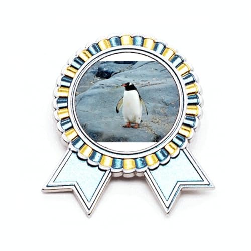 Broche pingouin antarctique, médaille de la nature en métal ciselé
