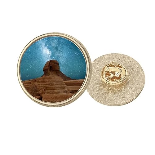 Broche ronde en métal doré Blue Sky Red Earth en taille M