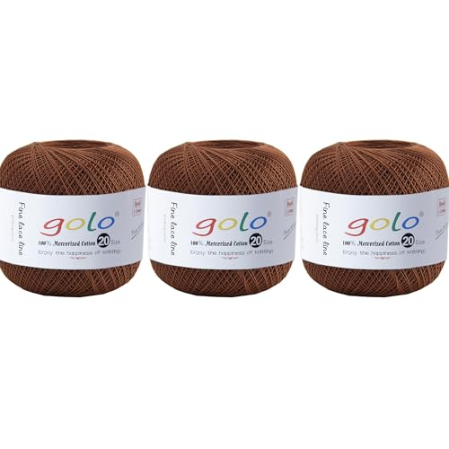 Image of golo 3 Balls Crochet Thread Size 20 Embroidery Thread Crochet Yarn for Hand 209