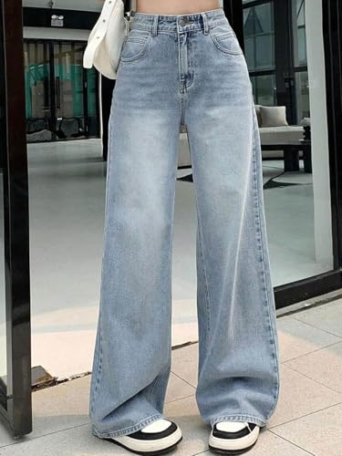 Image of KOTTY Women's High Rise Wide Leg Denim Jeans | Relaxed Fit Casual Everyday Jeans for Women