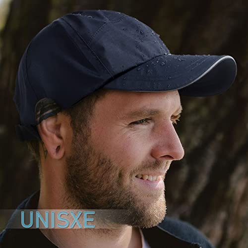 Mens Waterproof Baseball Cap Womens Rain Hat Foldable Outdoor Running Sun Finshing Hat Navy Blue #TOP5