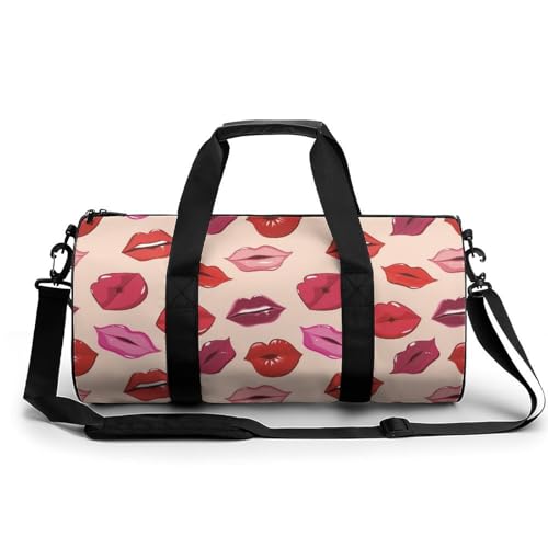 Sac de sport gym lèvres de femme duffel bag voyage week-end 45x23x23cm