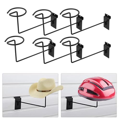 CNQLIS 6 Pcs Slat Wall Hat Display Wire Headwear Rack Slatwall Accessories, 8.19' Metal Retail Display Racks for Home Retail Shop Display Racks,Garage Shop Retail Universal Hat Rack(Black)