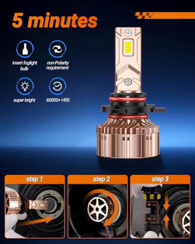 Image of SEALIGHT 9012 Bulbs, 84,000LM 900% Super Brightness, 6000K Cool White Light Bulbs with 25000RPM Cooling Fan, Plug and Play for ATV /UTV, 10-Year Extended Lifespan IP68 Waterproof, Pack of 2