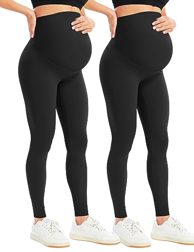 Image of BONVIGOR Women's Maternity Leggings Over The Belly Bump Workout Full Length Leggings Running Active Yoga Pants