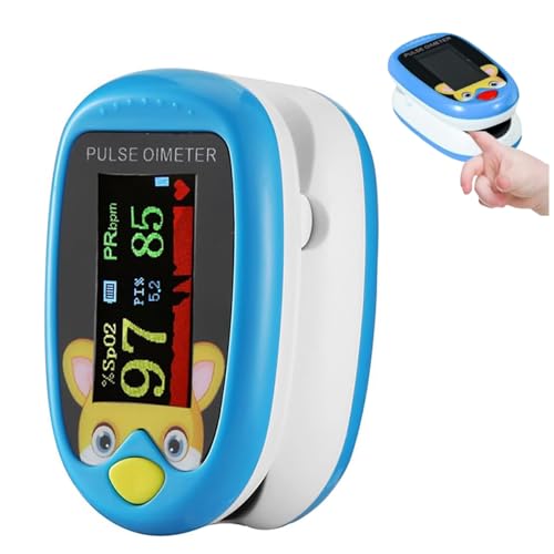 Oxímetro pediátrico. Pulsómetro profesional Medidor-saturador oxígeno en sangre con pantalla LED. Control de Frecuencia Cardíaca y nivel del de oxígeno de tu bebe. (AZUL)