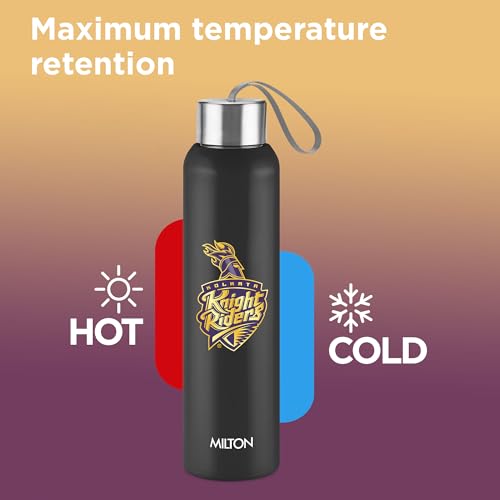 Image of Milton Sports Steel Halo 900 | KKR Official Drinkware Partner | Limited Edition Kolkata Knight Riders Water Bottle | PU Insulated I Leak Proof | Designed for Cricket Lovers | 600 ml | Black