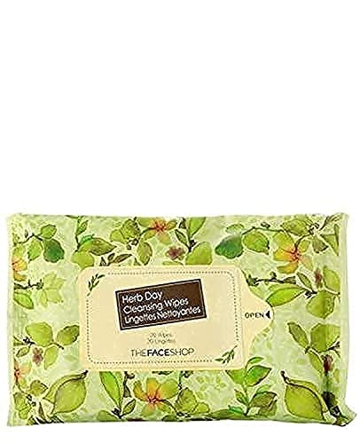 The Face Shop Herb Day 365 Cleansing Wipes | Practical Cleansing Wipes For Makeup Residues & Impurities Removal | Eye Make Up Remover | Enriched With 9 Herbs For Moisturizing & Low-Irritant, 20 Ct. #TOP4