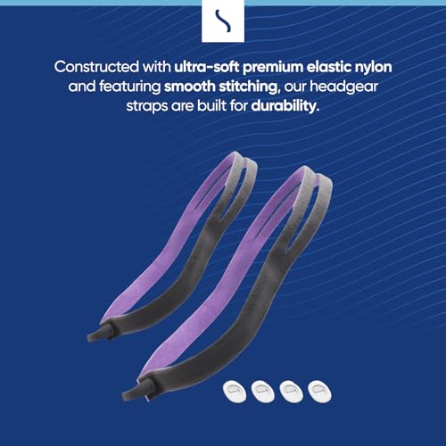 Snugell CPAP Headgear Strap Replacement for ResMed AirFit P10 Nasal Pillow Mask – Pink 2-Pack with 4 Adjustment Clips – Durable, Comfortable Fit, Elastic - Premium Quality for Secure Sleep Therapy