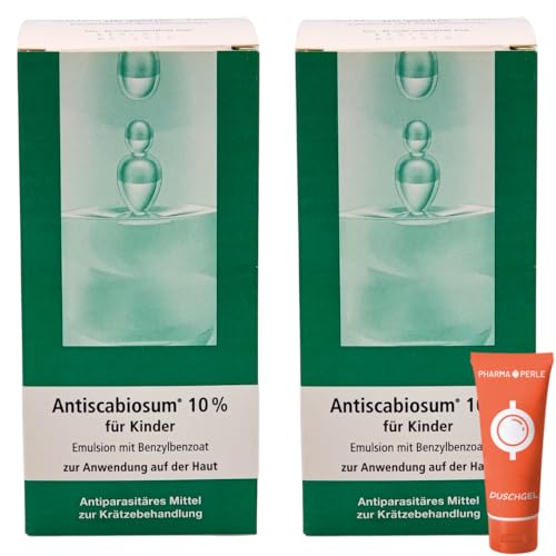 Antiscabiosum 10% für Kinder Krätzebehandlung Linderung von Juckreiz I Sparset mit give away von Pharma Perle (2 x 100 ml)