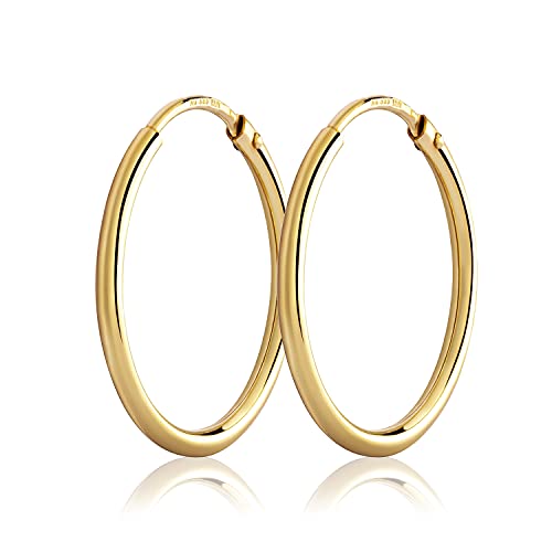 NKlaus Paar 20mm Creolen 333 Gelbgold 8 Karat gold Ohrringe 1,5mm starke...