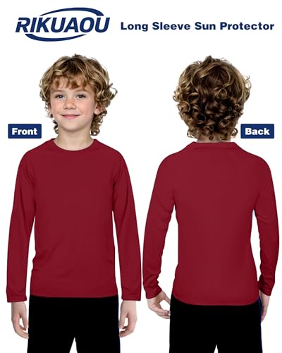 Image of Boys UPF 50+ Rash Guard Swim Shirt, Kids Youth Long Sleeve Sun Protection UV Rashguard Shirts for Water Surfing Beach