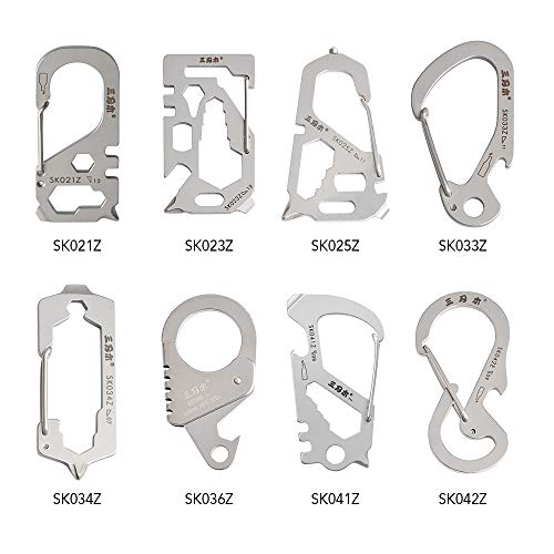 Chaveiro, Romacci Porta-chaves Mosquetão Multifuncional de Aço Inoxidável Equipamento de Sobrevivênc