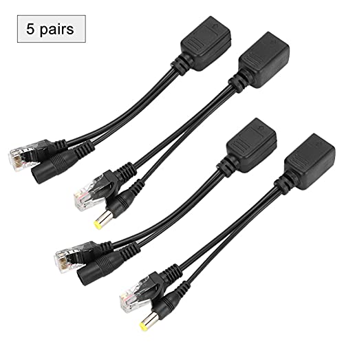 5 Pares Adaptadores POE Splitter, Inyector Power Over Ethernet para Cámara IP, Divisor DC12V POE Cumple IEEE802.3af, Plug and Play para Sistema de Cámara de Seguridad (Negro) miniatura 4
