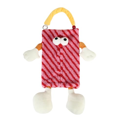 [Queen-b] ティッシュケース 車用 吊り下げ モンスター 可愛い キャラクター ヘッドレスト 詰め替え ティッシュ ケース ボックス ホルダー 車 カー用品 ぬいぐるみ (レッド)