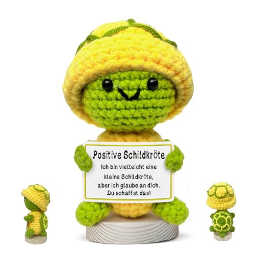 boluoboluomi Pocket Hug Positive Schildkröte,MutmacherGeschenk,Kreative Strickwolle Schildkröte Puppe,Weihnachten, Geburtstag, Dankeschenk für Kollegen, Schwestern, Freunde, Lehrer