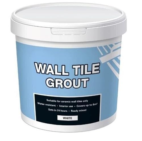 Wall Tile Adhesive and Grout White Fix – Mould Resistant, Waterproof, Ready to Use, For Showers, Bathrooms, Kitchens, Floors Covers 8m² - 1Kg Tub