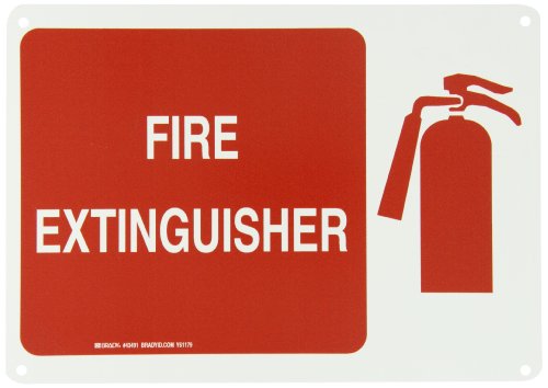 Signe du feu extincteur d'incendie Brady blanc sur rouge panneau de signalisation murale