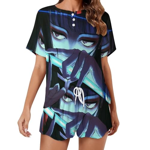 Ensemble de pyjama femme Brune manches courtes vêtement de nuit été