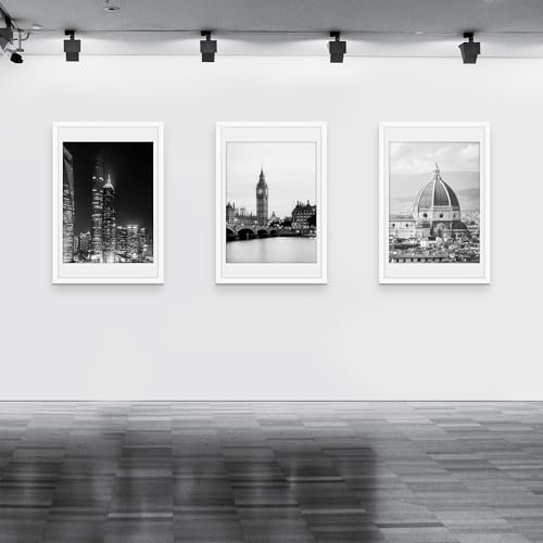 Picrit 20x30 Frame 3 Pack, White Poster Frame, Display Poster 18 x 24 with Mat or 20 x 30 without Mat for Horizontal or Vertical Wall Mounting