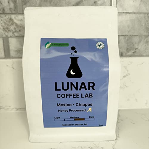 Lunar Coffee Lab Mexico Honey Process Medium Dark Roast Coffee - Rainforest Alliance Certified - Whole Bean (Mexico, 8oz)