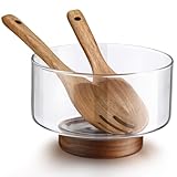 Matériau fiable : l'ensemble de saladiers est fabriqué en bois d'acacia et en verre, sûr et durable ; la cuillère et la fourchette sont fabriquées en bois d'acacia, assurant le confort lorsque vous mélangez ou servez des aliments