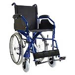 GOVITA Carrozzina Pieghevole Per Passaggi Stretti, Ideale Per I Passaggi In Ascensore_Gostreet Slim 40 Cm - Telaio Doppia Crociera In Acciaio Sedia A Rotelle Pieghevole Slim (BLU)