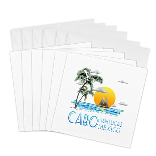 Cartes de vœux plage nautique 3dRose lot de 6 formats 15x15 cm