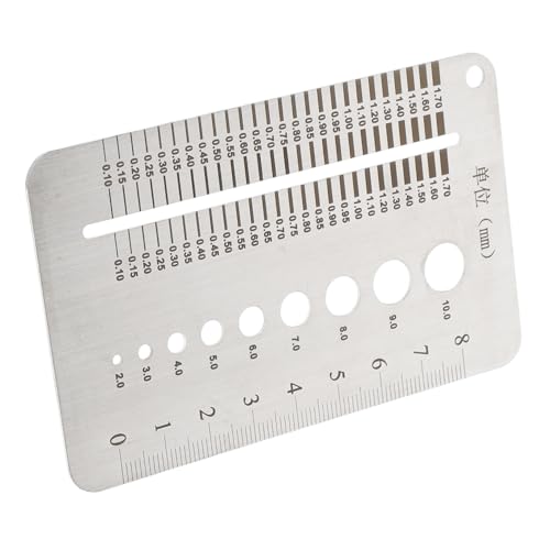 VILLFUL Multi-Purpose Measuring Tool Pore Size Gauge Straight Ruler 2-10mm Thickness Gauge for DIY