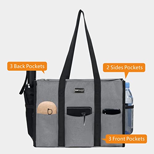 Image of TOPDesign Utility Water Resistant Tote Bag with 13 Pockets, Top Zipper Closure & Thick Bottom Support, for Working Women