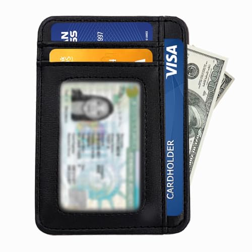 Slim Wallet for Men, Credit Card Holder Wallet RFID Blocking Front Pocket Leather Wallets for Men Women Gift Box，front pocket wallet (black)4