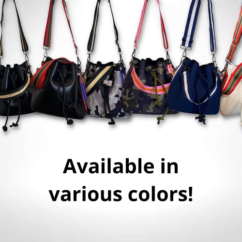 Image of Dallas Hill Mini Crossbody Handbag for Women, Black Crossbody Purse with Red & Silver Stripe,Adjustable Shoulder Strap
