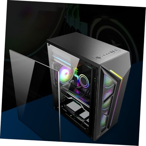 Gabinete Vaguelly RGB Mid Tower para computadora Gaming con panel lateral templado, soporte ATX, diseño elegante para oficina y entusiastas de la computadora miniatura 5