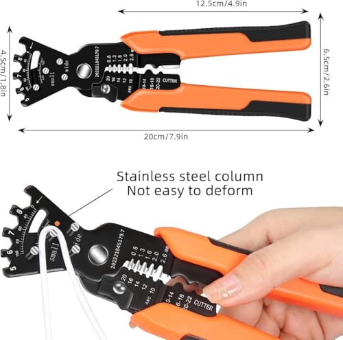 Image of 5-in-1 Wire Stripper, Cable Cutter & Terminal Crimping Tool | Professional Multifunction Electrical Wire Stripping, Cutting, Winding & Crimping Pliers for Electricians, Technicians & DIY Use