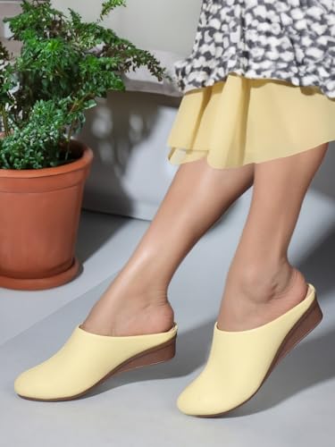 Image of Mules for Women, Open Back Wedge Heel Slip on Formal Shoes & Sandals Girls
