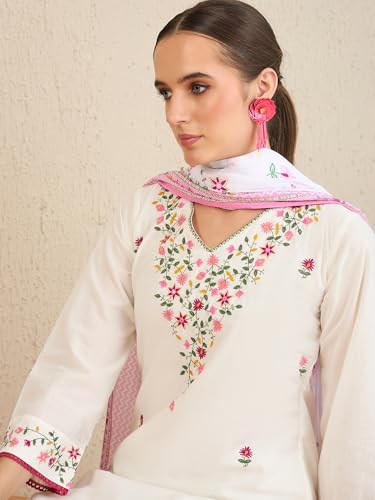 Image of INDO ERA Women Pure Cotton Kurta Set with Dupatta | Festive Suit Set, 6720