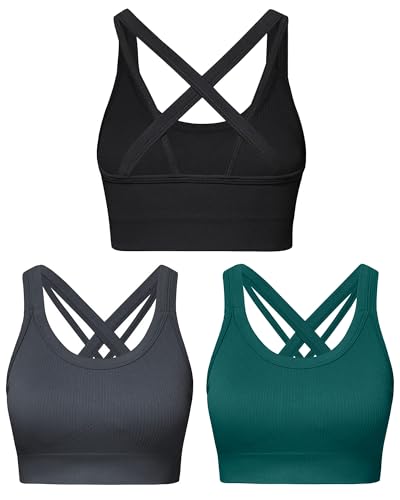Image of Sports Bras for Women HIigh Support, Criss-Cross Back Padded Strappy High Impact Sports Bras for Women Large Bust