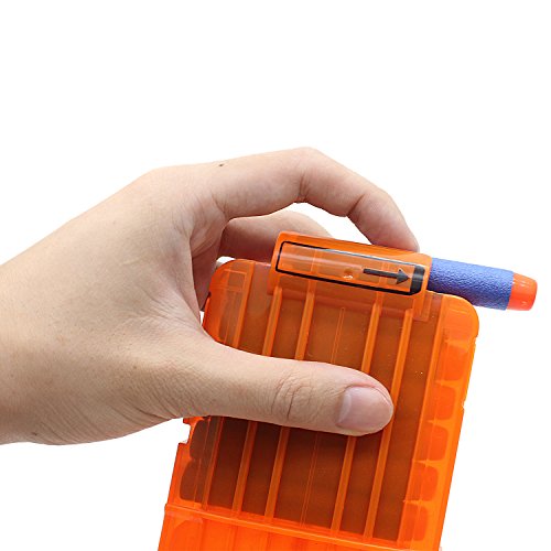 Hosim Reload Clip For Toy Gun, 2 Pcs Soft Bullet Clips High Capacity 12-Dart Magazines For Kid's Toy Gun - Transparent Orange #TOP3