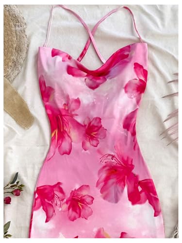 Image of GORGLITTER Women's Floral Open Back Bodycon Maxi Dresses Bow Tie Wedding Guest Birthday Going Out Party Long Dress