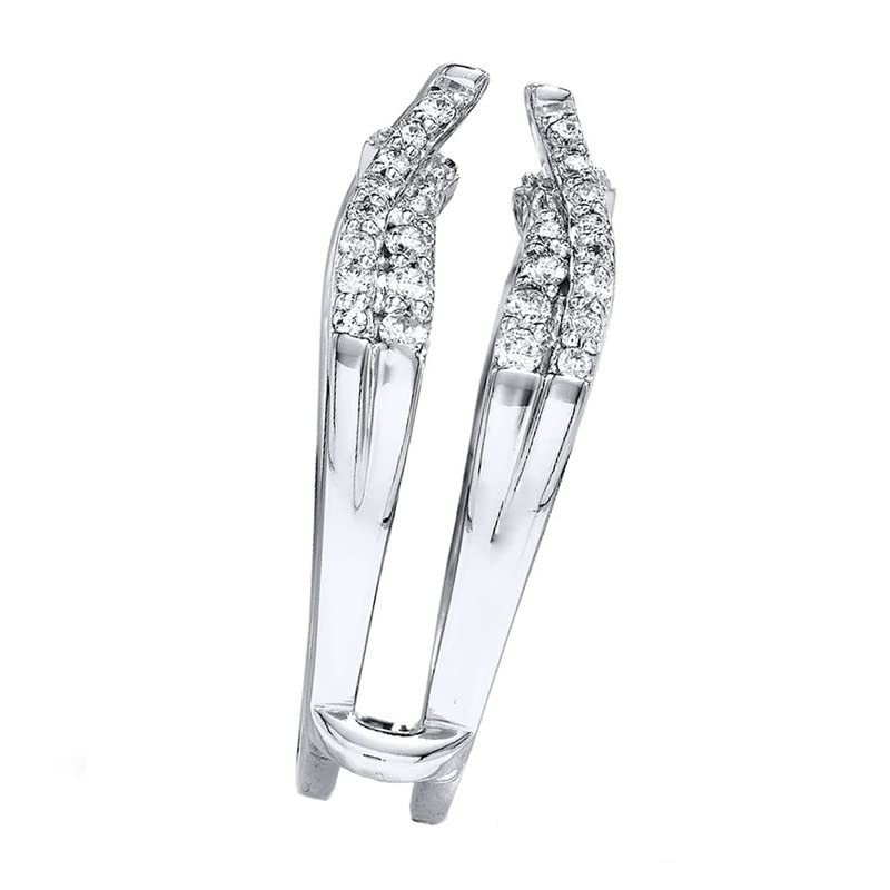 2.22 Ct Round Cut Moissanite 14K White Gold Over Elegant Enhancer Wrap Guard Ring For Women's3