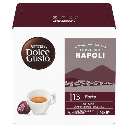 Image of NESCAFE Dolce Gusto - Espresso Napoli Coffee Capsules (16 Servings) By COUGAR | Italian Inspired Intense Espresso Coffee Pods | Intensity 13 Dark Roast Blend | Pods For Dolce Gusto Machines - (Imported-UK)