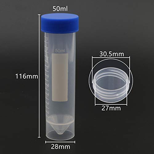 image for Kesell 50ml Polypropylene Screw Top Self Standing Base Centrifuge Tube