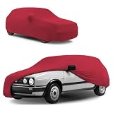 WALSER Abdeckung Auto Indoor Stretch, Autoabdeckung Winter, staubdichte Autogarage Abdeckung, Autoplane, Autogarage Schutzplane Winter, Schutzhülle für Auto, Wagen Abdeckplane Größe 1 rot