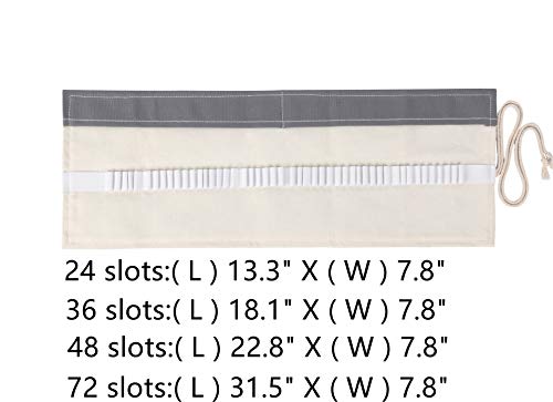 Image of Colored Pencils Roll Bag, Pen Paint Brush Storage Pouch Portable for Artist Student,Women, Men 48 Loops (Grey)