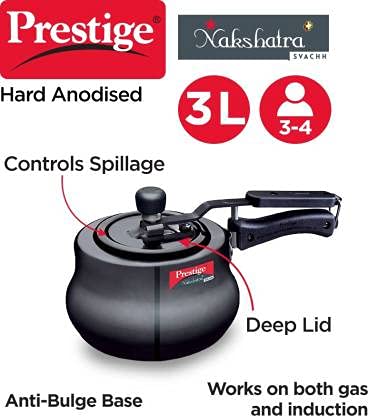 Cooker 3 Litre Inner Lid Induction Bottom Cooker ( Hard Anodized ) - Image 2