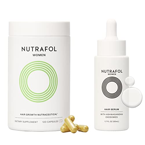Nutrafol Women's Hair Growth Supplements and Hair Serum, Ages 18-44, Clinically Tested for Visibly Thicker and Stronger Hair - 1 month supply, 1.7 Fl Oz Bottle