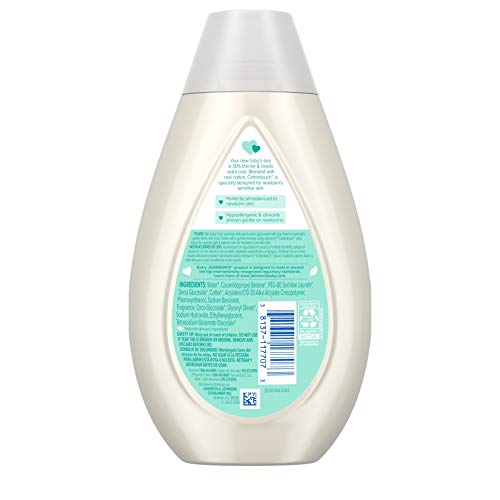 Johnson's Cottontouch Newborn Baby Wash & Shampoo With No More Tears, Sulfate-, Paraben- Free For Sensitive Skin, Made With Real Cotton, Gently Washes Away Dirt & Germs, 13.6 Fl. Oz, Pack Of 3 #TOP6